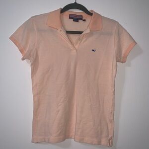 Vineyard Vines Collar Stripe Tee in Peach Size Small